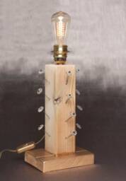 Abat Jour Wood & Glass Flowers - Lamp Holder Vintage Tungsten Bulb