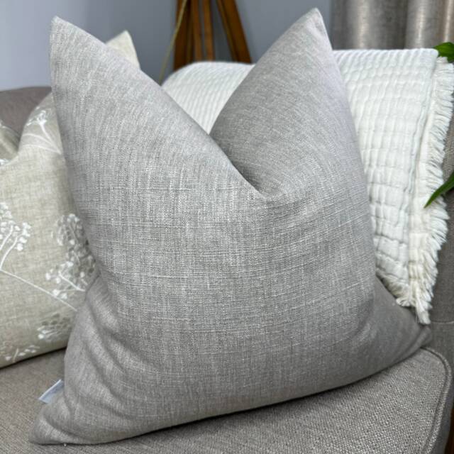 Cotton Blend Cushion Cover, Taupe Pillow Sofa Decorative Double Sided John Lewis Fabric - image 1