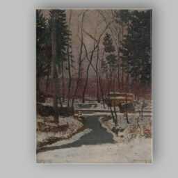 Winter Forest Stream Snow Covered Woodland Oil Painting Canvas Wall Art Print Decor Picture Ready To Hang - thumbnail 1