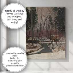 Winter Forest Stream Snow Covered Woodland Oil Painting Canvas Wall Art Print Decor Picture Ready To Hang - thumbnail 3