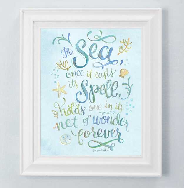 Jacques Cousteau Quote Art Print Coastal Ocean Wall Decor - image 1