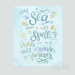 Jacques Cousteau Quote Art Print Coastal Ocean Wall Decor - thumbnail 2