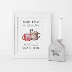 Hot Chocolate Print, Warm Up Cocoa Bar Seasonal Christmas Unframed Wall Art - thumbnail 3