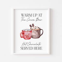 Hot Chocolate Print, Warm Up Cocoa Bar Seasonal Christmas Unframed Wall Art - thumbnail 1