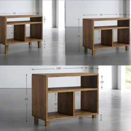 Wooden Cabinet For Record Player & Vinyl Storage - Retro Design in Solid Wood, Ideal Living Room - thumbnail 4