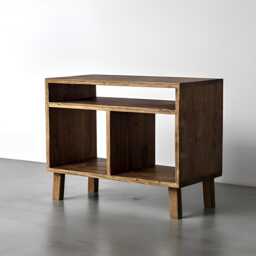 Wooden Cabinet For Record Player & Vinyl Storage - Retro Design in Solid Wood, Ideal Living Room - thumbnail 2