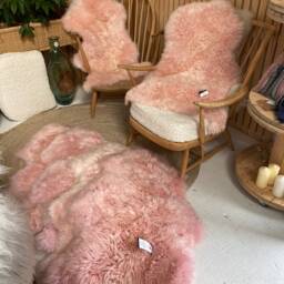 Soft Pink Sheepskin Rug, Peachy Coloured Rug , Genuine Fluffy Wool Interior Decoration - thumbnail 2