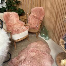 Soft Pink Sheepskin Rug, Peachy Coloured Rug , Genuine Fluffy Wool Interior Decoration - thumbnail 3
