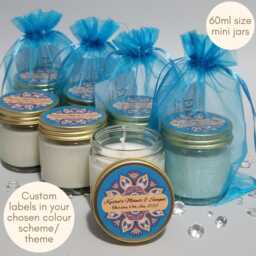 Personalised Mehndi Gifts Scented Soy Mini Candle Favours Bespoke Religious Wedding Party Guest