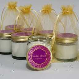 Personalised Mehndi Gifts Scented Soy Mini Candle Favours Bespoke Religious Wedding Party Guest - thumbnail 3
