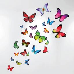 Fabric Butterfly Nursery Kids Wall Decals Stickers, Removable & Reusable - Just Peel Stick Set Of 40 Butterflies Decorations #3002 - thumbnail 3