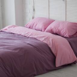 Cotton Duvet Cover Set in Purple & Pink. Double-Sided Cover + 2 Pillowcases. Twin Full Queen King Single Kingsingle Double Custom - thumbnail 1