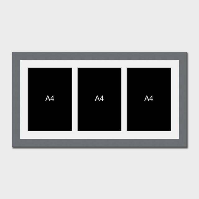 Multi Photo Picture Frame - Holds 3 A4 Certificates/Photos in A 29mm Dark Grey Wood - image 1