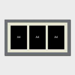 Multi Photo Picture Frame - Holds 3 A4 Certificates/Photos in A 29mm Dark Grey Wood - thumbnail 2