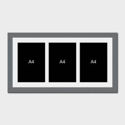 Multi Photo Picture Frame - Holds 3 A4 Certificates/Photos in A 29mm Dark Grey Wood - thumbnail 1