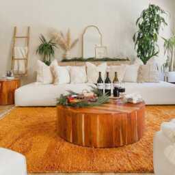 Vibrant Orange Moroccan Shag Rug - Soft High Pile Berber Carpet Cozy 8x10 Area For Modern Living Room Decor - thumbnail 3