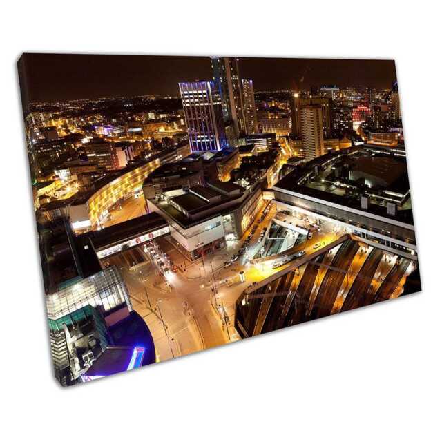 Birmingham Night Skyline Canvas Print Ready To Hang Urban Cityscape Wall Art For Home & Office Decor - image 1