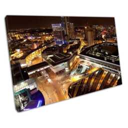 Birmingham Night Skyline Canvas Print Ready To Hang Urban Cityscape Wall Art For Home & Office Decor - thumbnail 1
