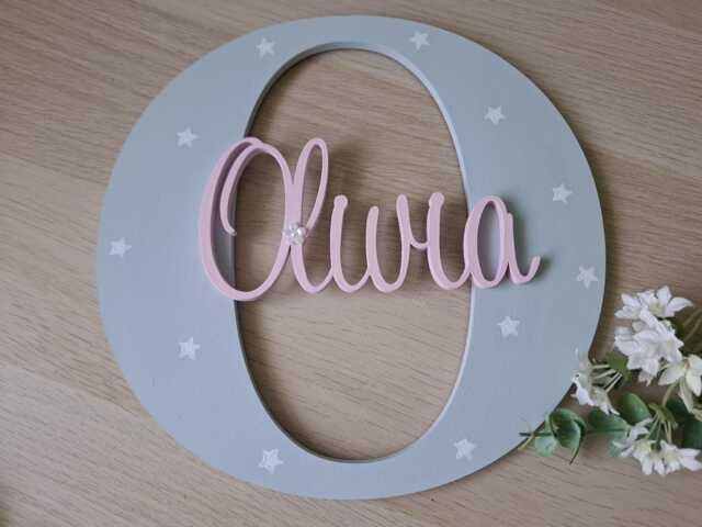 Personalised Wooden Name Sign Girl's Nursery Decor, Wall Or Door - image 1