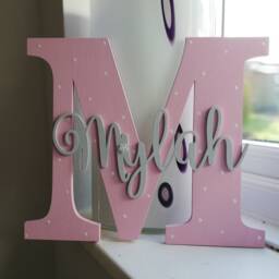 Personalised Wooden Name Sign Girl's Nursery Decor, Wall Or Door - thumbnail 2