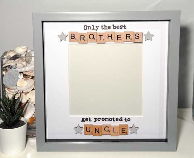 Handcrafted Gift For A Brother Who Is An Uncle Birthday Present Personalised With Photo Option Scrabble Art Frame - image 1