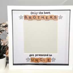 Handcrafted Gift For A Brother Who Is An Uncle Birthday Present Personalised With Photo Option Scrabble Art Frame - thumbnail 3
