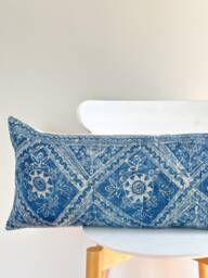 Indigo Dot Block Print Mudcloth Hmong Pillow Case - thumbnail 1