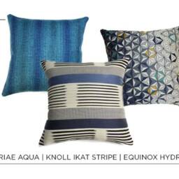 Geometric Star Pillow Cover Brentano Equinox Hydra, Blue Sunbrella - thumbnail 4