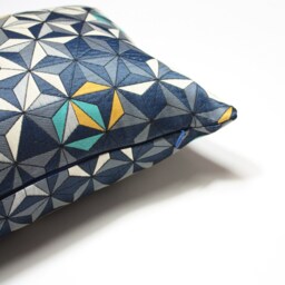 Geometric Star Pillow Cover Brentano Equinox Hydra, Blue Sunbrella - thumbnail 3