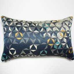 Geometric Star Pillow Cover Brentano Equinox Hydra, Blue Sunbrella - thumbnail 2