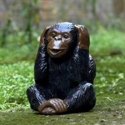 Outdoor Near No Evil Monkey Figurine Concrete Chimpanzee Garden & Home Sculpture Unique Cement Animal Decoration Wildlife Yard Art Statue - thumbnail 3
