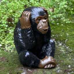 Outdoor Near No Evil Monkey Figurine Concrete Chimpanzee Garden & Home Sculpture Unique Cement Animal Decoration Wildlife Yard Art Statue - thumbnail 2