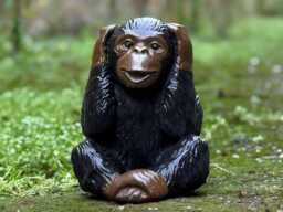Outdoor Near No Evil Monkey Figurine Concrete Chimpanzee Garden & Home Sculpture Unique Cement Animal Decoration Wildlife Yard Art Statue - thumbnail 1