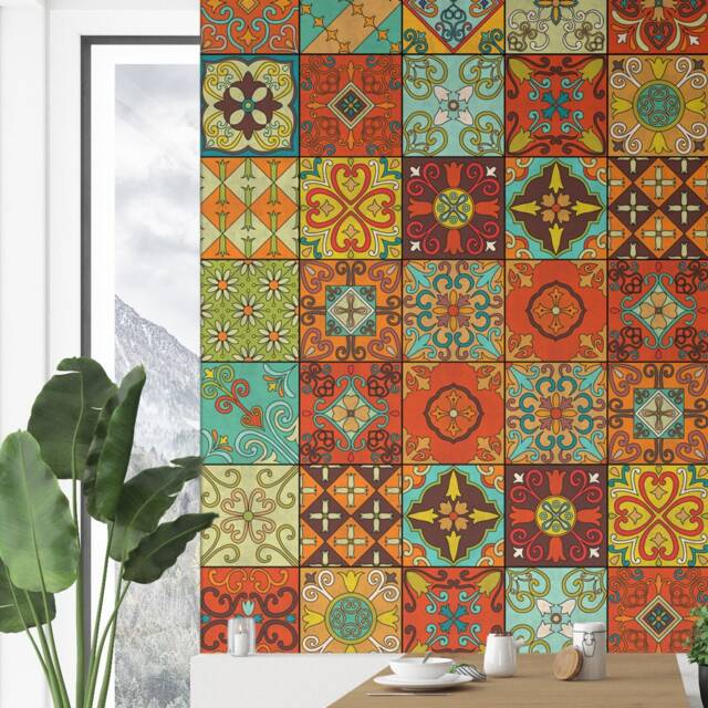 Montevideo Tile Stickers, Talavera Tile, Suitable For Wall & Floor, Waterproof, All Sizes, Modern Decor, Art Print, Pack 24, Skuutt - image 1