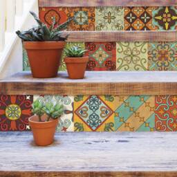 Montevideo Tile Stickers, Talavera Tile, Suitable For Wall & Floor, Waterproof, All Sizes, Modern Decor, Art Print, Pack 24, Skuutt - thumbnail 2