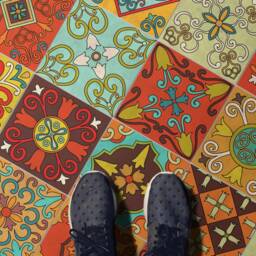 Montevideo Tile Stickers, Talavera Tile, Suitable For Wall & Floor, Waterproof, All Sizes, Modern Decor, Art Print, Pack 24, Skuutt - thumbnail 3