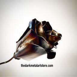 Handmade Metal Eternity Rose Blued Steel Forever Flower - thumbnail 1
