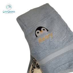 Penguin Head Towel - Personalised Face Cloth/Hand Bath = Embroidered - thumbnail 2