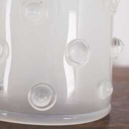 Murano Art Glass Table Lamp, Silk White, Crystal Studs, Handmade Italy - H38cm - thumbnail 4