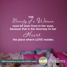 Audrey Hepburn Quote Wall Decal The Beauty Of A Woman - thumbnail 2