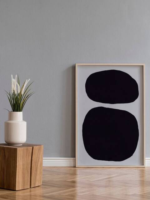 Black Circles Poster, Scandinavian Art, Nordic Decor, Abstract Geometric Print, Monochrome Poster - image 1