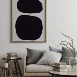 Black Circles Poster, Scandinavian Art, Nordic Decor, Abstract Geometric Print, Monochrome Poster - thumbnail 2