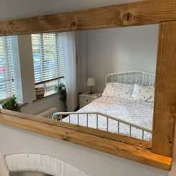 Rustic Mirror Shelf With Solid Wood Design - Various Finishes Available - thumbnail 2