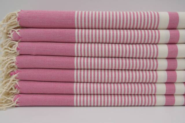 "Turkish Towel, Turkish Peshtemal, Striped Towel, Turkey Towel, Pink Towel, 40""x70" - image 1