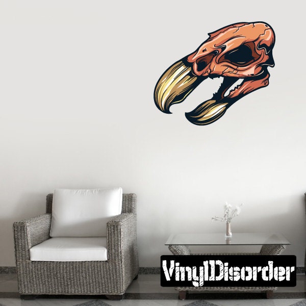 Bird Skull Wall Decal - Fabric Vinyl Removable & Reusable Birdskulluscolor002Et