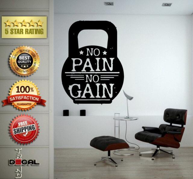 No Pain Gain Lifting Weights Training Gym Athletics Body Building Physical Education Gymnasium Wall Vinyl Sticker Mural Room Decor L1800 - image 1