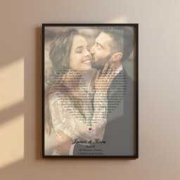 Personalized Song Lyrics Heart Print With Photo - A4 Framed Keepsake