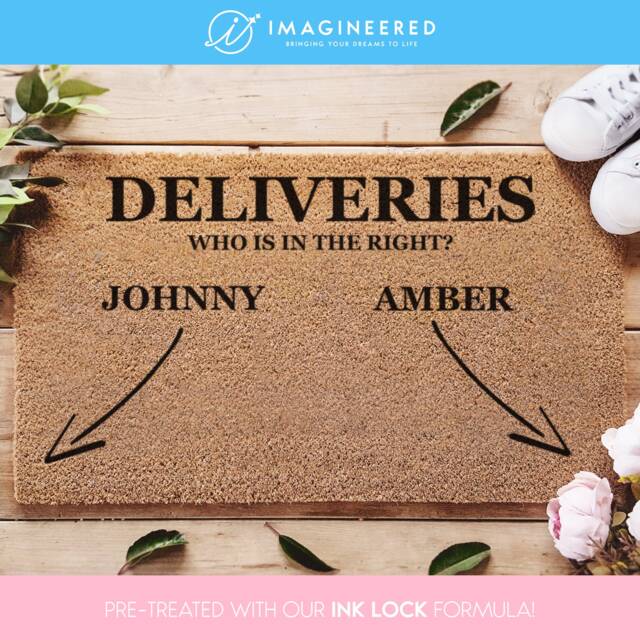 Deliveries Doormat - Who Is in The Right Funny Court Case Amber Heard Johnny Depp Gift Welcome Home Rug - image 1