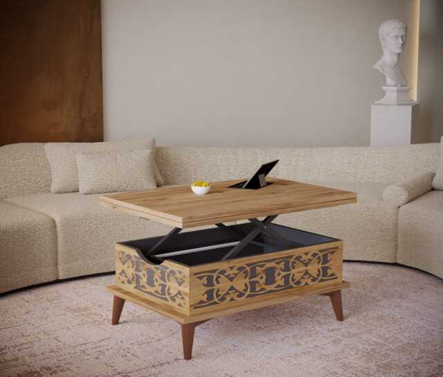 Extendable Lift-Top Coffee & Dining Table 6-In-1 - Space Saving