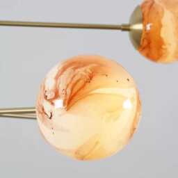 Mid Century Sputnik Chandelier - Brushed Brass With Swirled Glass Globes - thumbnail 3
